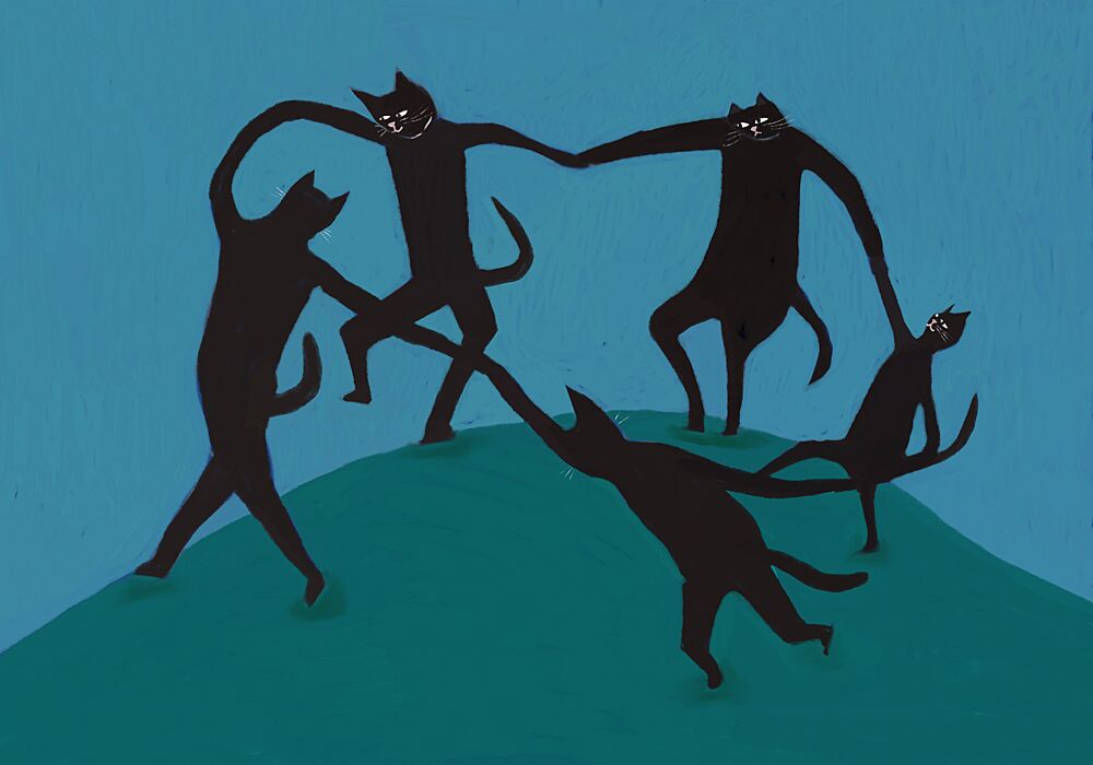 Mischievous Cat Dance art print by Sharyn Bursic for $57.95 CAD