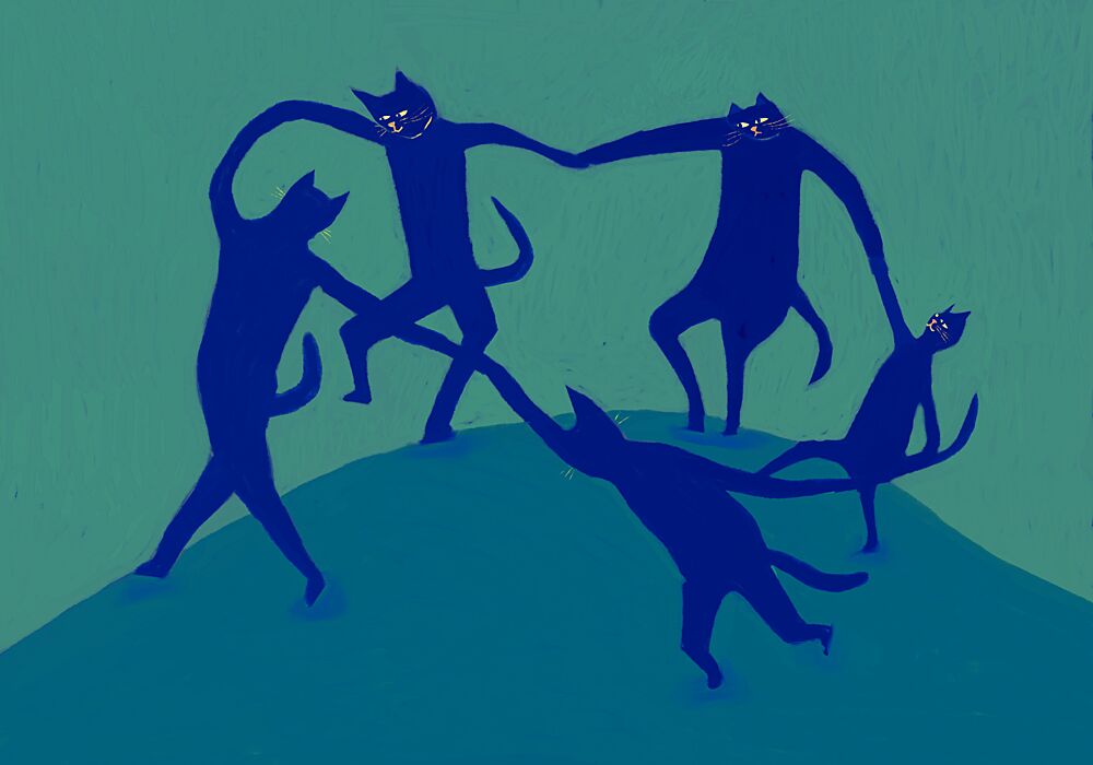 Whimsical Cat Dance art print by Sharyn Bursic for $57.95 CAD
