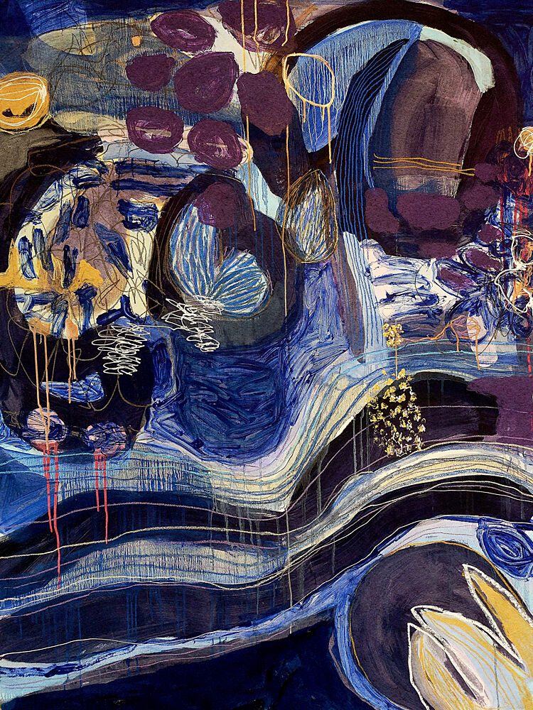Deep Blue Abstract Swirls art print by Monika Riethmueller for $57.95 CAD