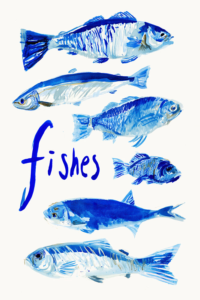 Painted Blue Fishes art print by Treechild for $57.95 CAD