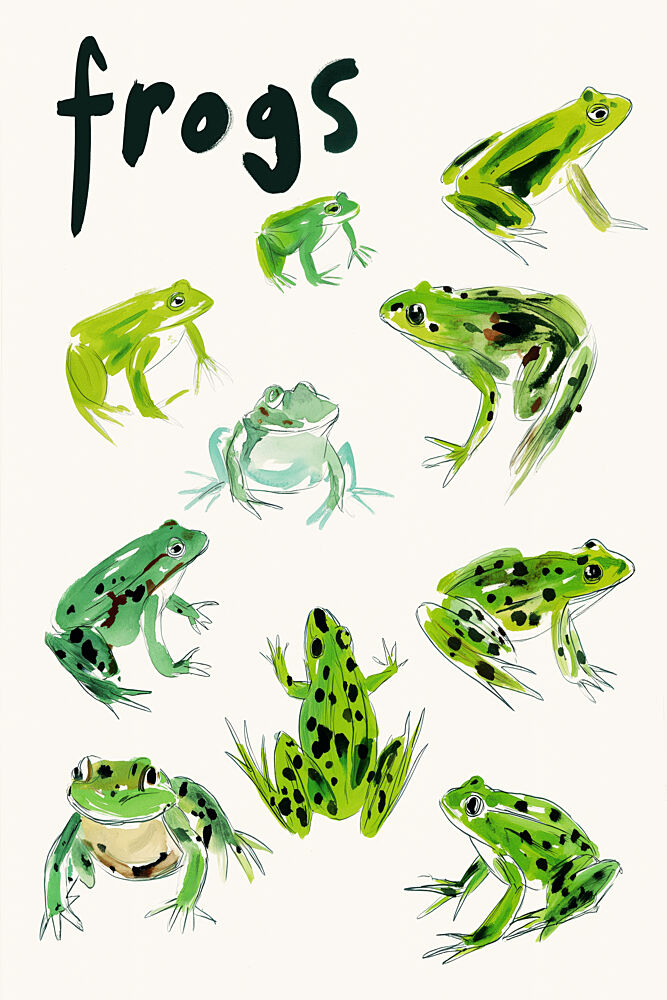 Lively Green Frogs art print by Treechild for $57.95 CAD
