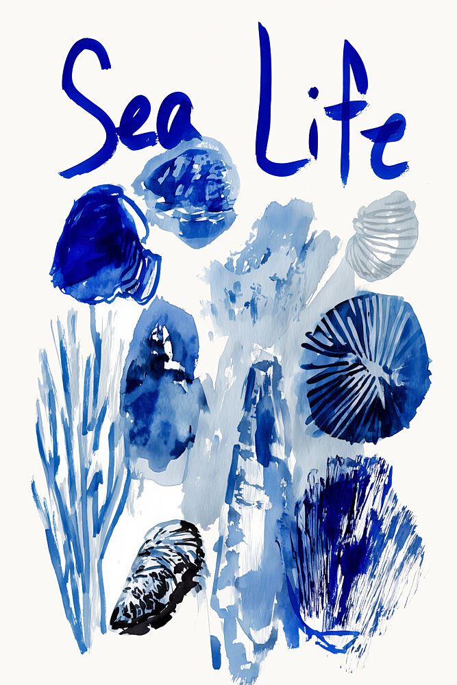 Indigo Sea Life Watercolor art print by Treechild for $57.95 CAD