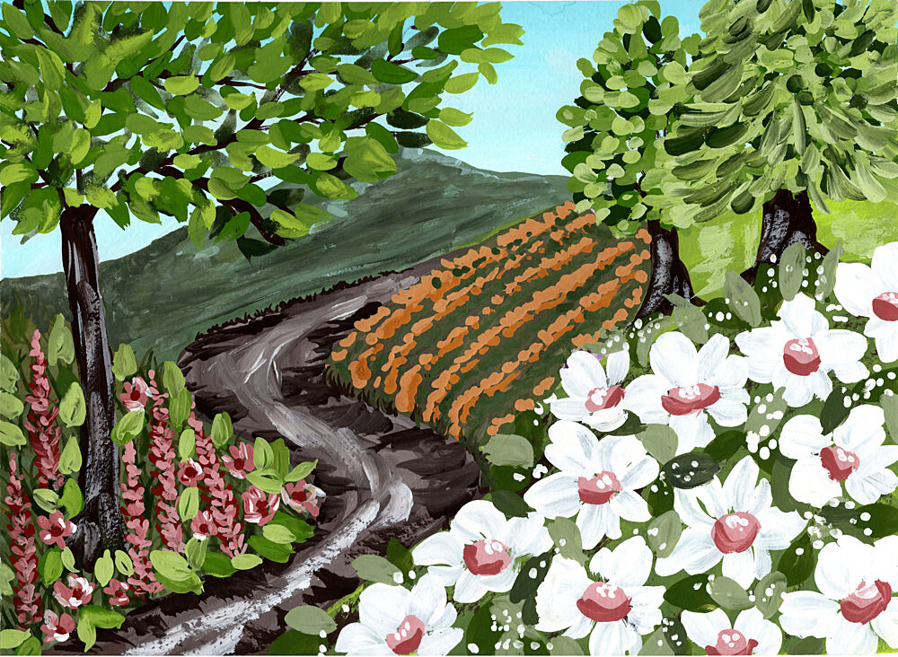 Vineyard Path with Flowers art print by Jasmine Goodwin for $57.95 CAD