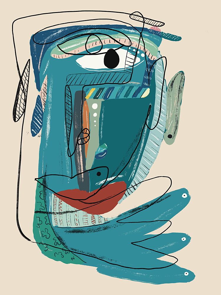 Abstract Blue Face art print by GIovanna Gil Alves for $57.95 CAD