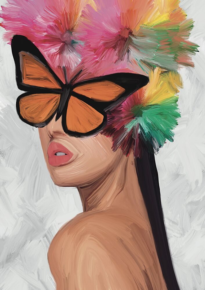 Colorful Butterfly Woman art print by GIovanna Gil Alves for $57.95 CAD