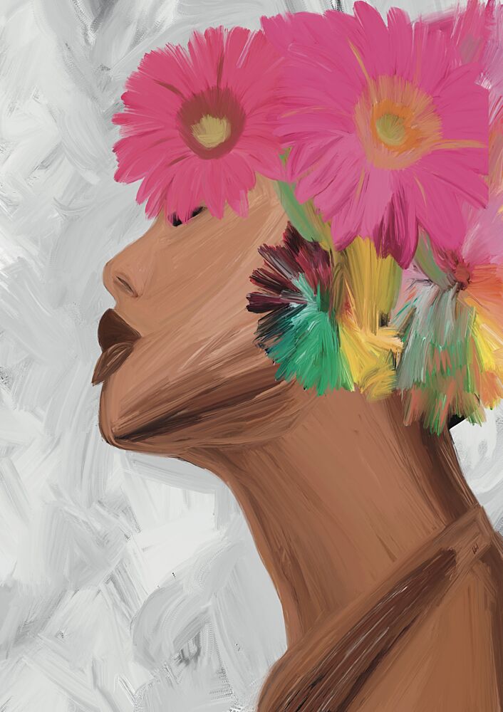 Woman with Vibrant Flowers art print by GIovanna Gil Alves for $57.95 CAD