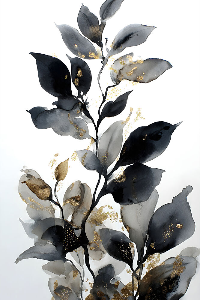 Elegant Gold Leaves art print by Miguel Bruzual for $57.95 CAD