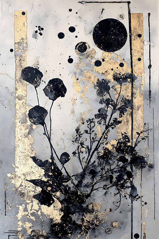 Black Gold Botanical Moon art print by Miguel Bruzual for $57.95 CAD
