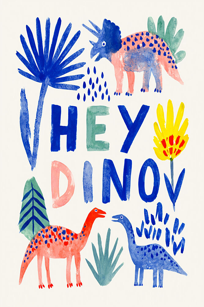 Hey Dino Playful Friends art print by Treechild for $57.95 CAD