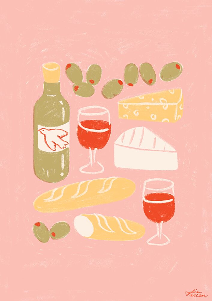 Red Wine Picnic Wall Art art print by Lydia Greaves for $57.95 CAD