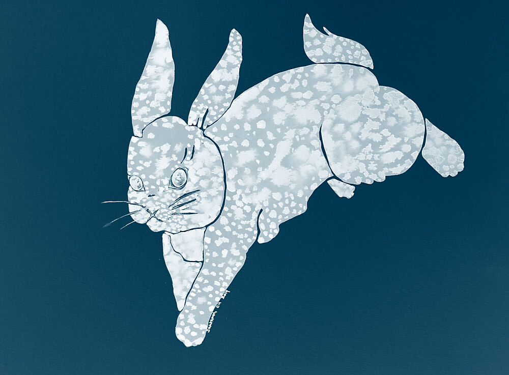 Leaping Speckled Rabbit art print by Santhosh Ch for $57.95 CAD