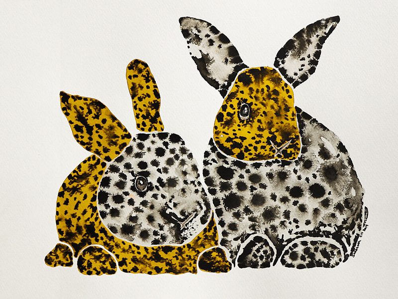Spotted Yellow Rabbits art print by Santhosh Ch for $57.95 CAD