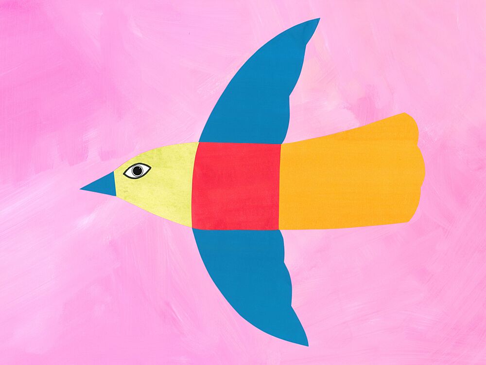 Colorful Flying Bird art print by Isabelle Brent for $57.95 CAD