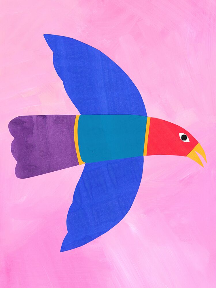 Colorful Flying Bird art print by Isabelle Brent for $57.95 CAD