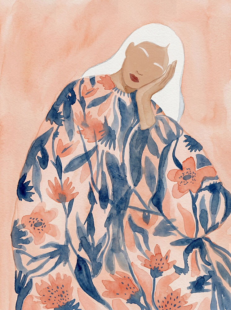 Floral Woman Dreaming art print by Essa van Reis for $57.95 CAD