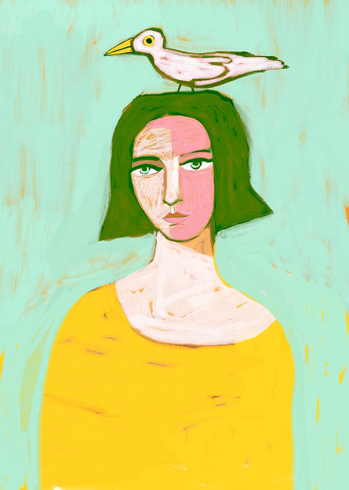 Serene Woman with Bird art print by Sharyn Bursic for $57.95 CAD