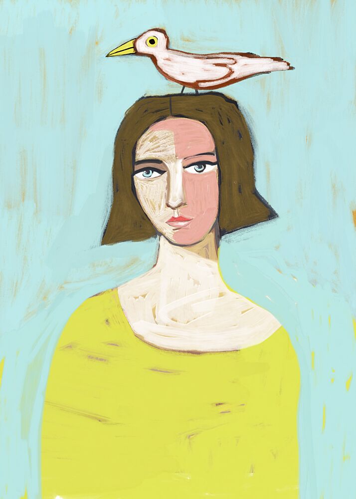 Whimsical Woman with Bird art print by Sharyn Bursic for $57.95 CAD