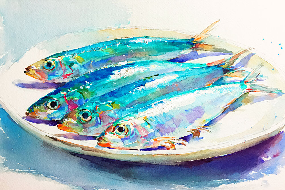 Vibrant Fresh Sardines art print by Treechild for $57.95 CAD