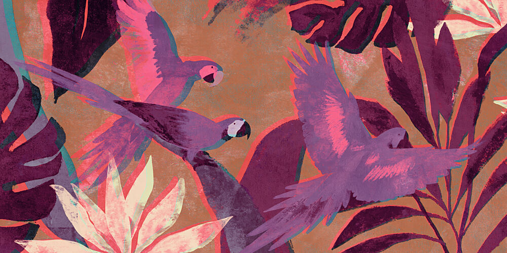 Tropical Parrot Flight art print by Treechild for $57.95 CAD