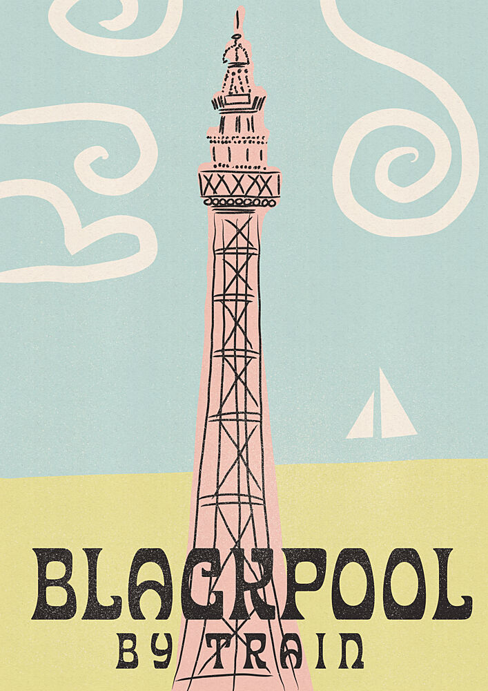 Retro Blackpool Tower Beach art print by Nicholas for $57.95 CAD