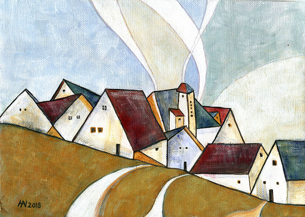 Hillside Village Road art print by Aniko Hencz for $57.95 CAD