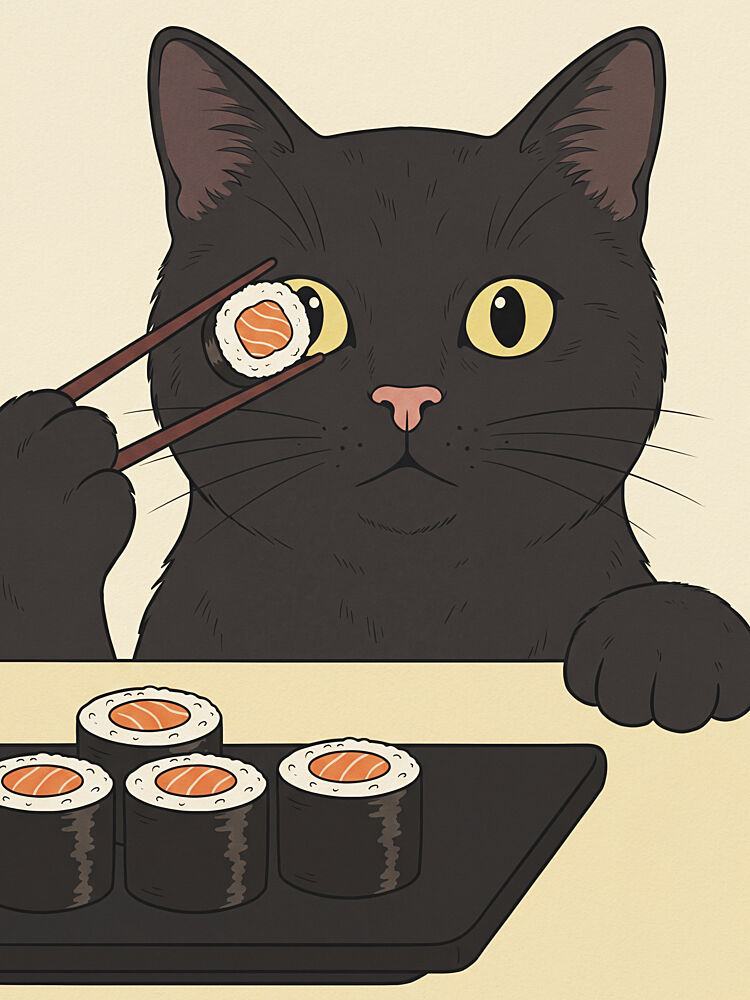 Funny Sushi Cat art print by Andreas Magnusson for $57.95 CAD