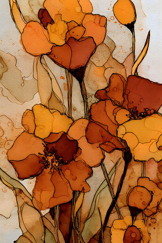 Golden Autumn Poppies art print by Miguel Bruzual for $57.95 CAD