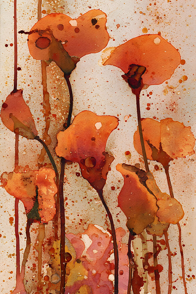 Orange Watercolor Blooms art print by Miguel Bruzual for $57.95 CAD