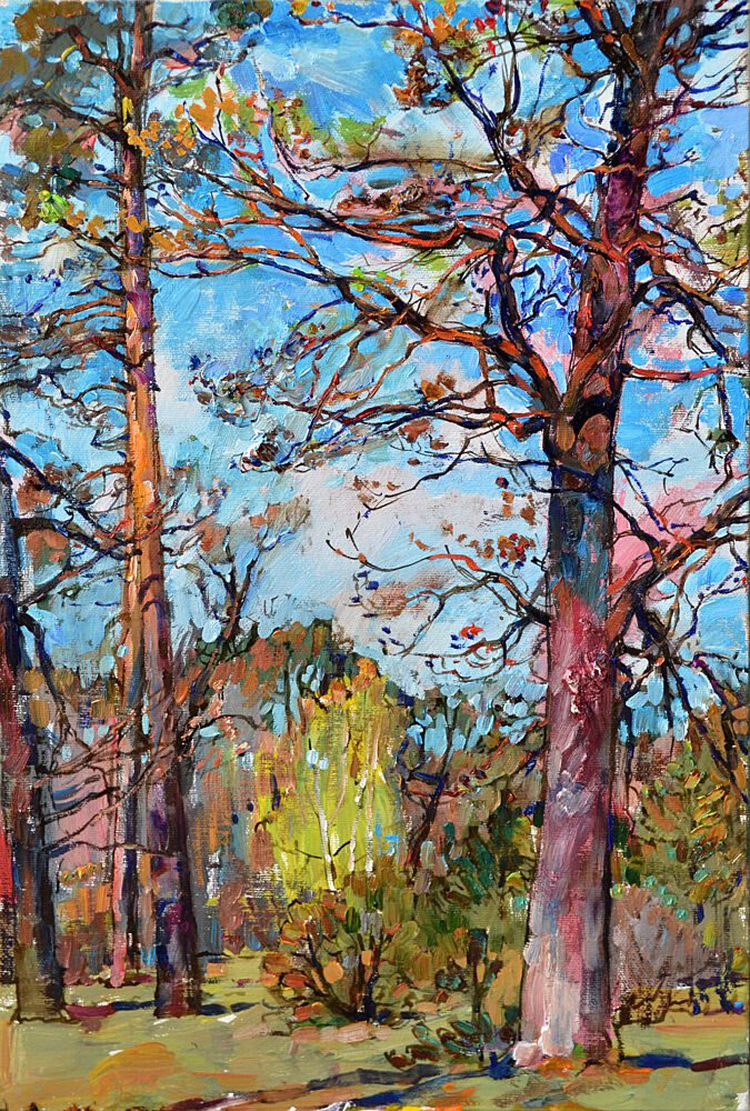 Vibrant Forest Pines art print by Andrii Kutsachenko for $57.95 CAD