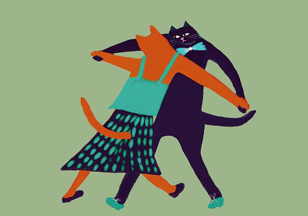 Elegant Cat Tango art print by Sharyn Bursic for $57.95 CAD