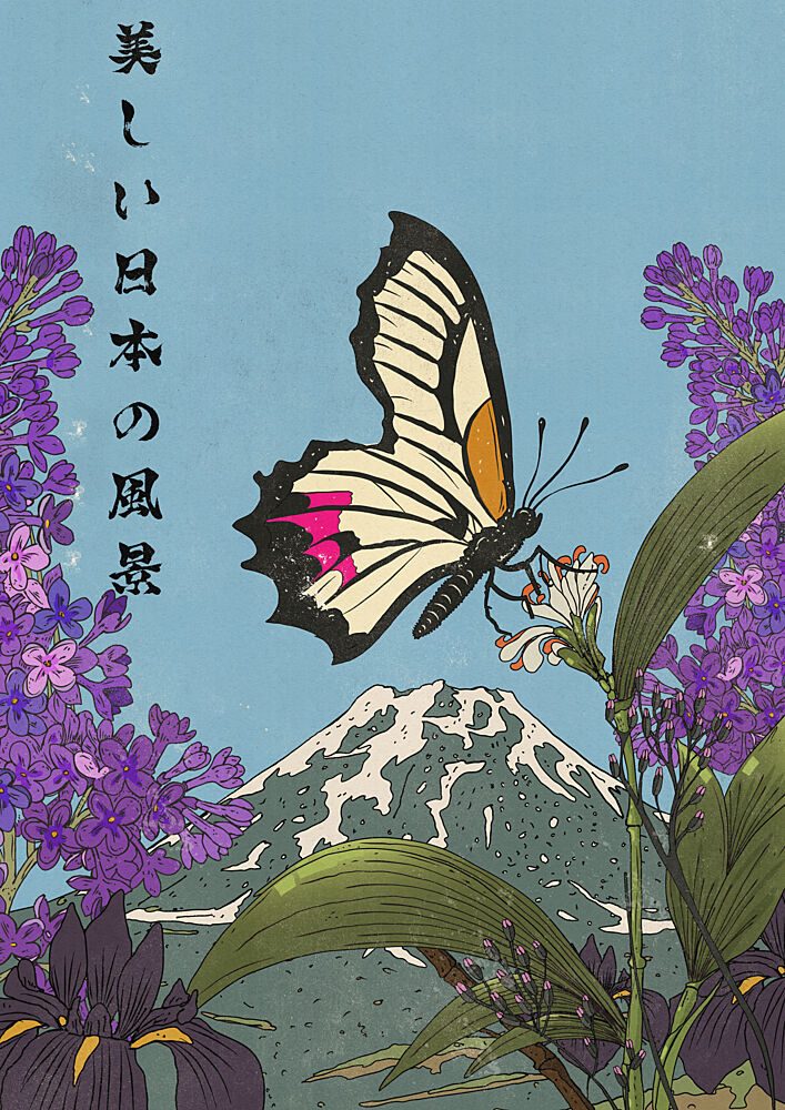 Beautiful Japan Butterfly art print by Nicholas for $57.95 CAD