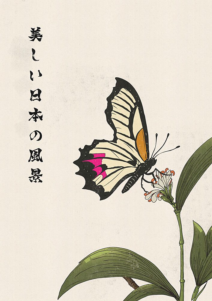 Japanese Butterfly Bloom art print by Nicholas for $57.95 CAD
