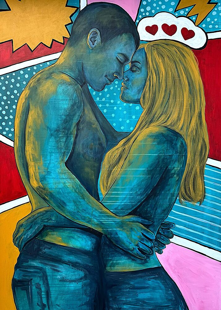 Romantic Pop Art Embrace art print by Jenny Nielsen for $57.95 CAD