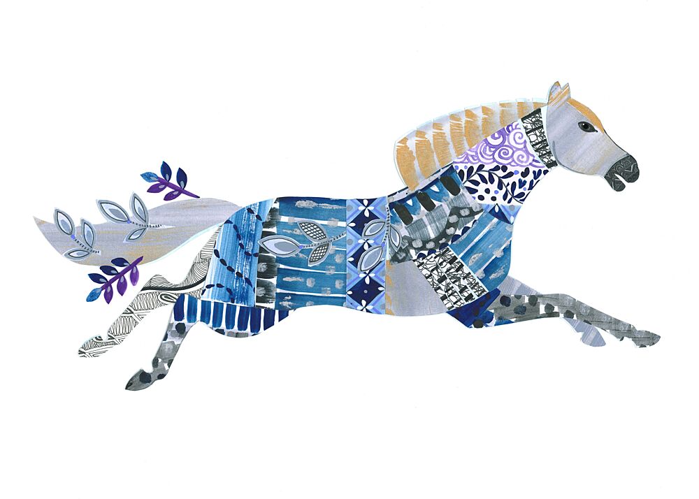 Running Patchwork Horse art print by Isabelle Brent for $57.95 CAD