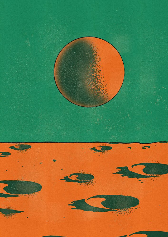 Orange Planet Green Sky art print by Nicholas for $57.95 CAD