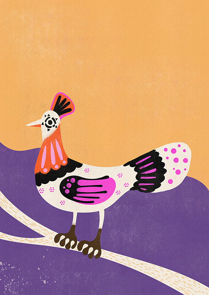 Colorful Folk Bird art print by Nicholas for $57.95 CAD
