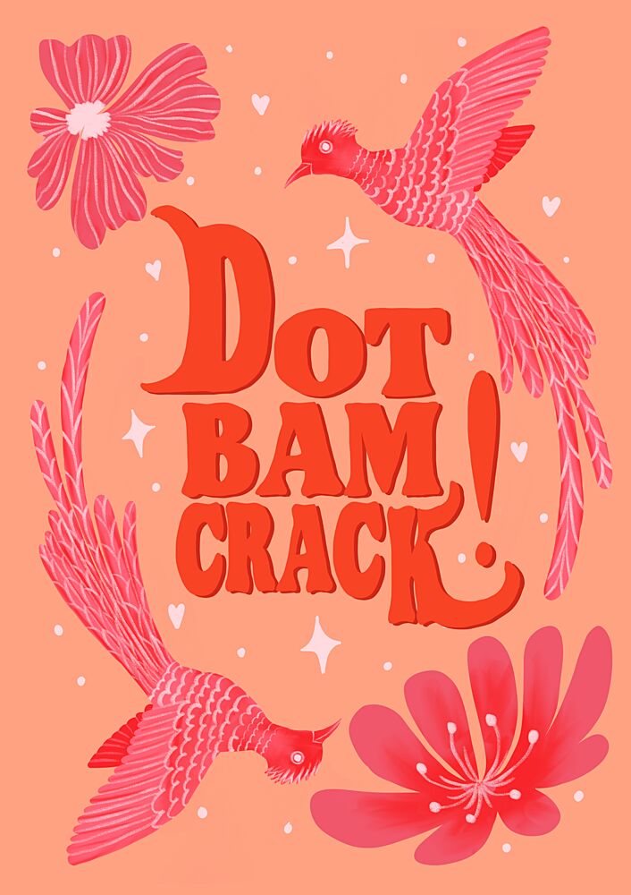Pink Birds Groovy Text art print by Aliya Putrus for $57.95 CAD