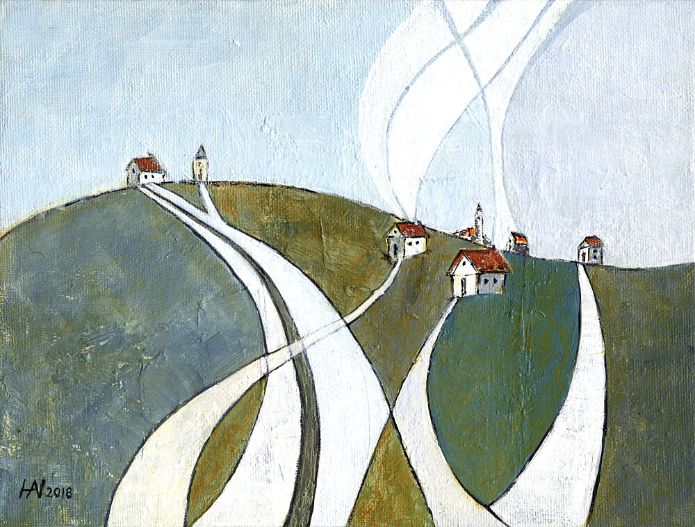 Winding Paths Village art print by Aniko Hencz for $57.95 CAD