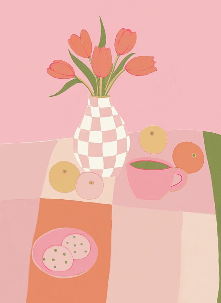 Pink Tulips and Tea art print by Las3curiosas for $57.95 CAD