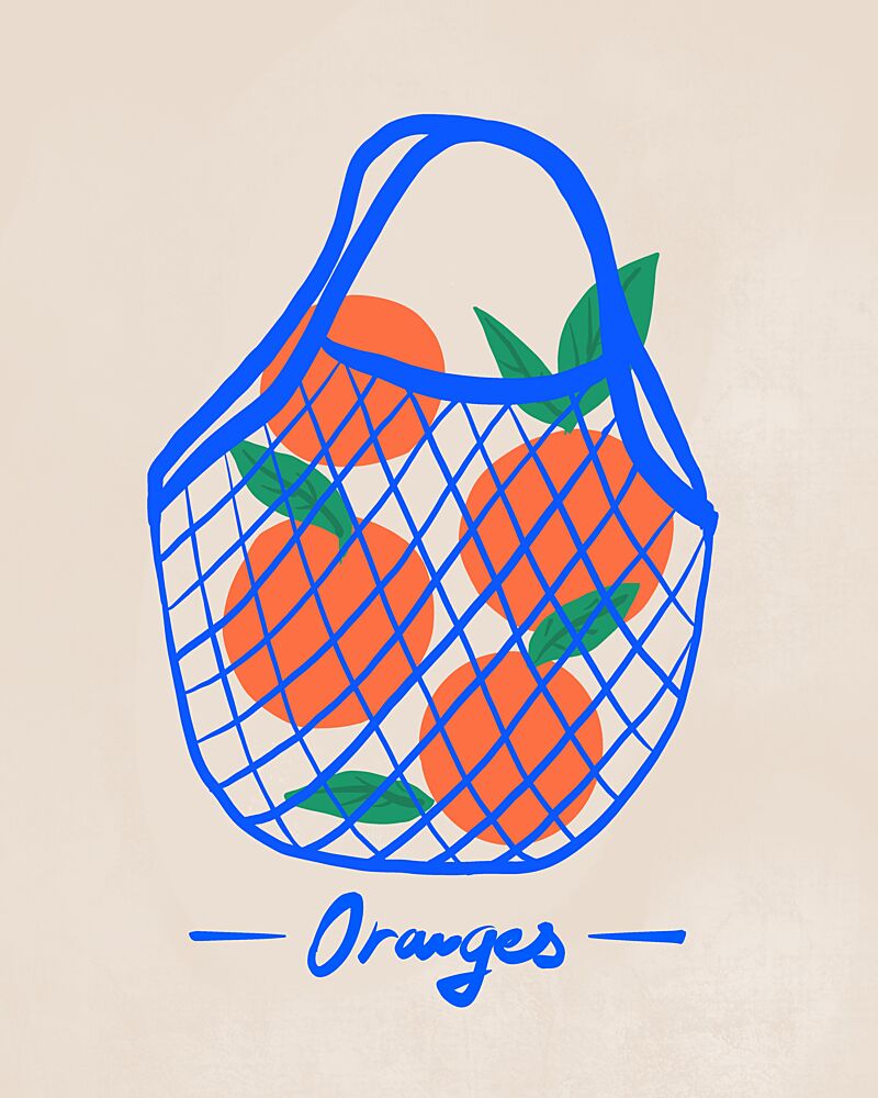 Fresh Oranges Blue Bag art print by Petra Lizde for $57.95 CAD