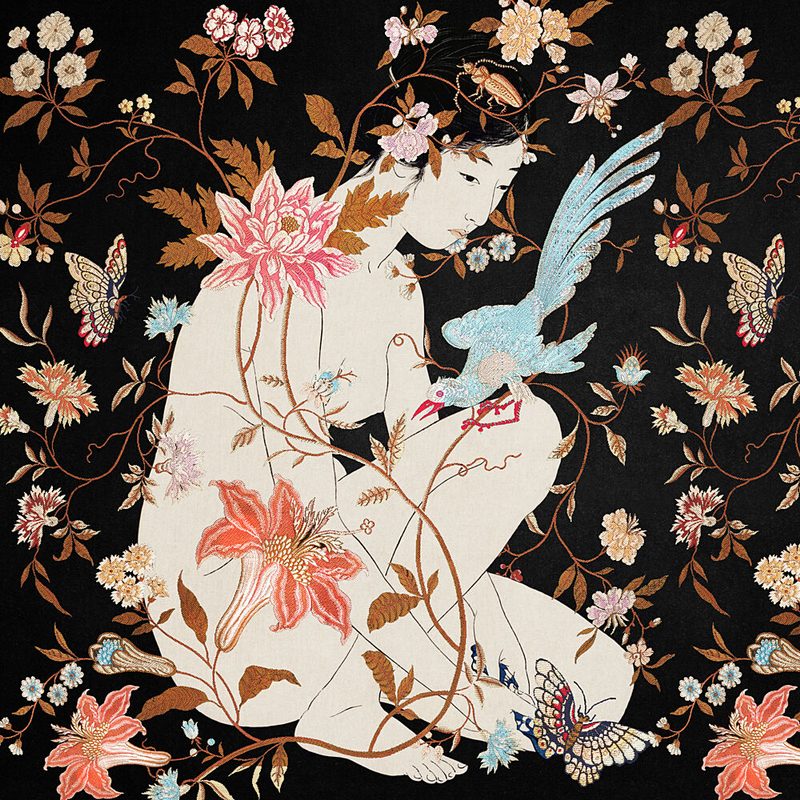 Woman in Floral Embrace art print by Marja van den Hurk for $57.95 CAD