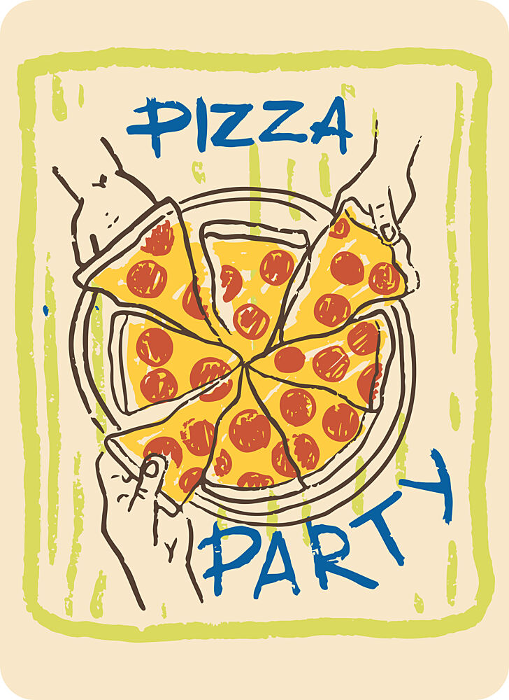 Classic Pizza Party art print by Marika Barsrsind for $57.95 CAD