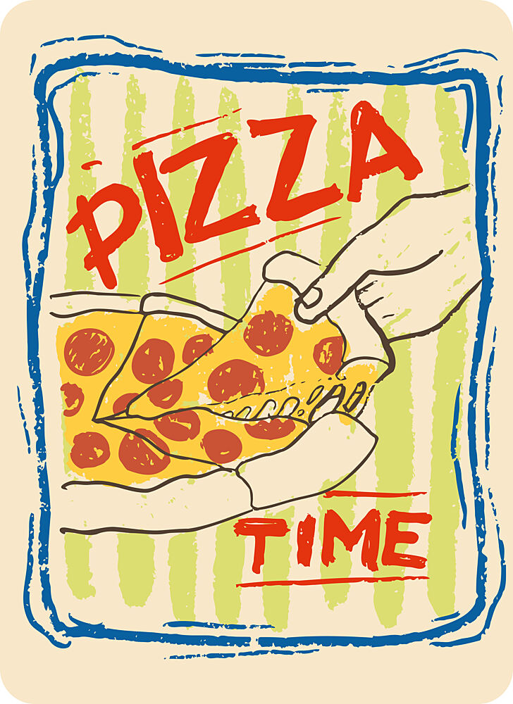 Retro Pizza Time art print by Marika Barsrsind for $57.95 CAD