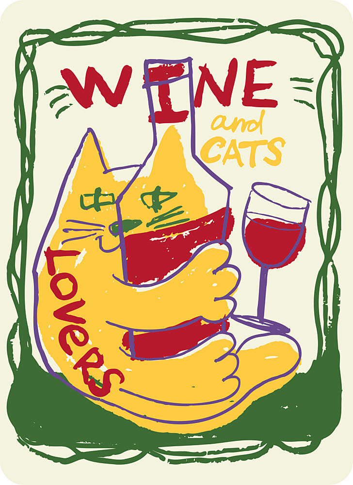 Wine Cat Lovers art print by Marika Barsrsind for $57.95 CAD