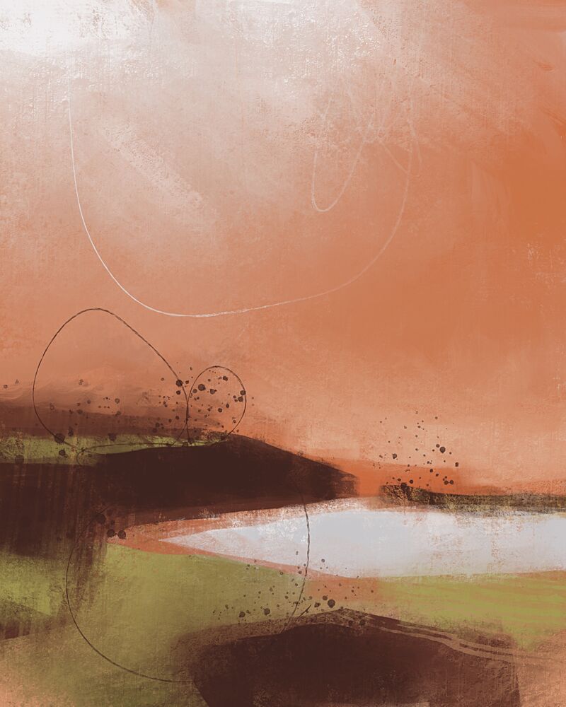 Warm Abstract Landscape art print by Mansi Saxena for $57.95 CAD