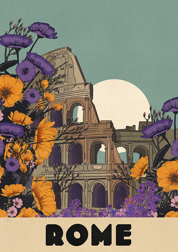 Romes Floral Colosseum art print by Nicholas for $57.95 CAD