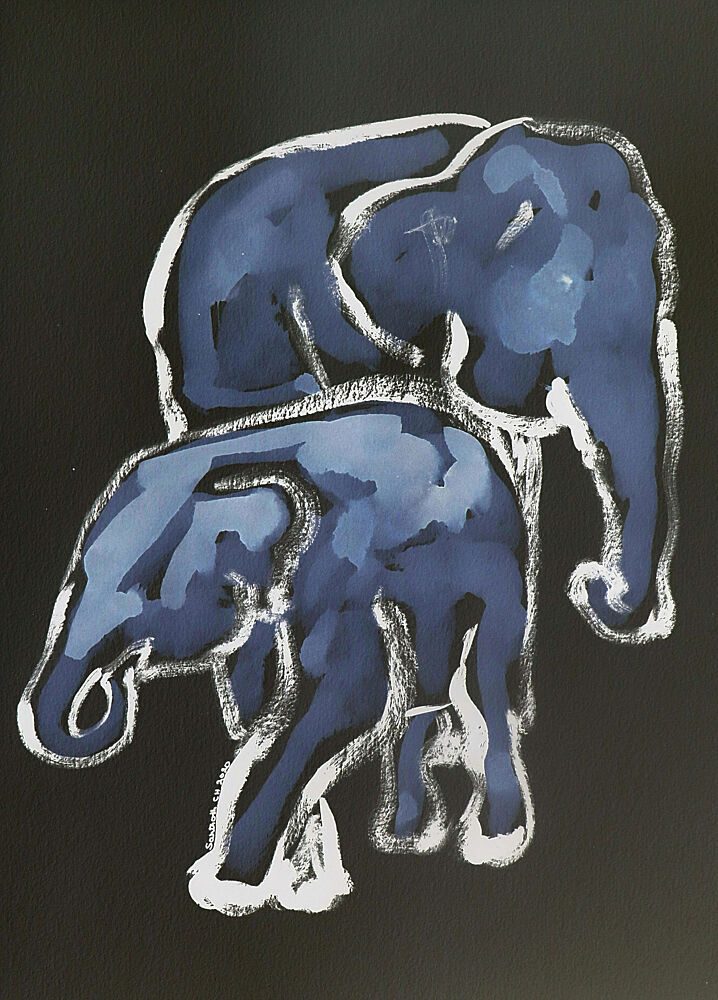 Blue Elephant Family art print by Santhosh Ch for $57.95 CAD
