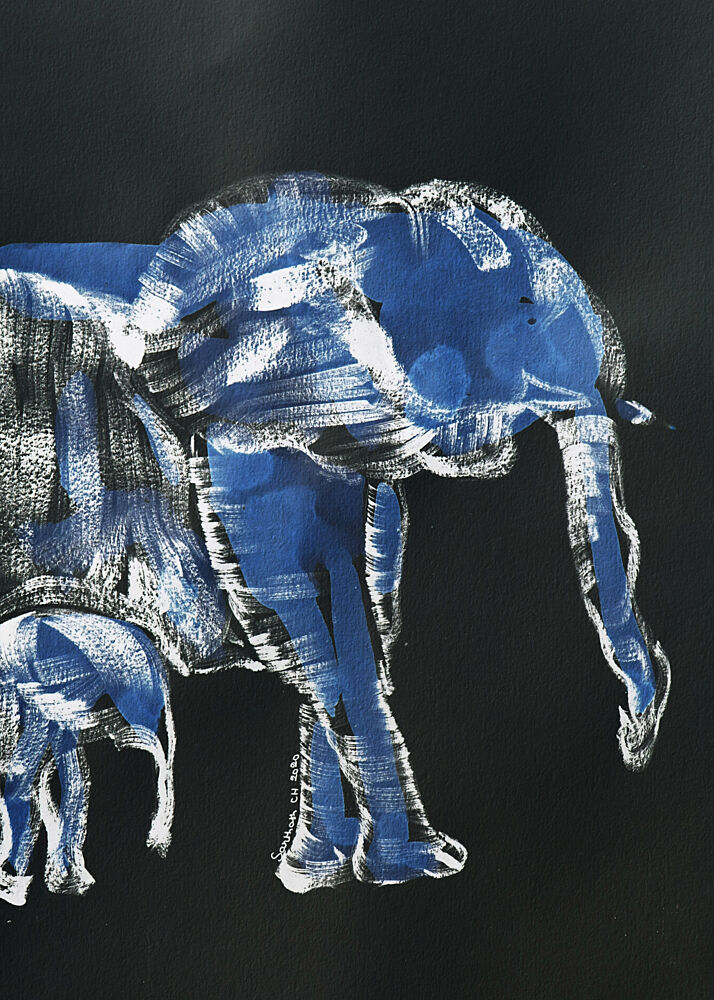 Blue Elephant Mother Child art print by Santhosh Ch for $57.95 CAD