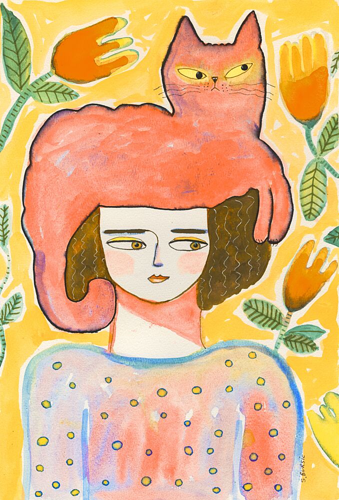 Woman with Cat Hat art print by Sharyn Bursic for $57.95 CAD