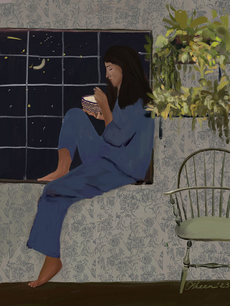 Moonlit Window Meal art print by Osheensgallery for $57.95 CAD